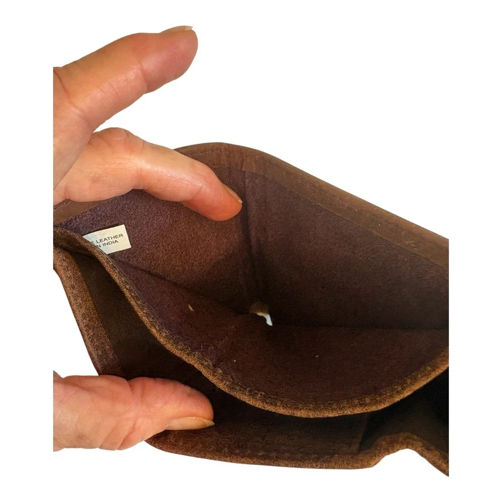 Juzar Tapal Mens Brown Leather RFID Blocking Trifold Wallet with Grommet India